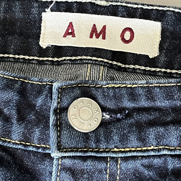 NWOT AMO Womens Jeans SZ 28 BOW Crop Zipper Ankle Dark Wash Straight Summer - Picture 3 of 15